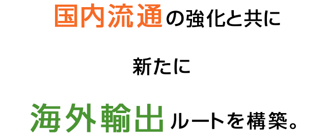 国内流通の強化と共に新たに海外輸出ルートを構築